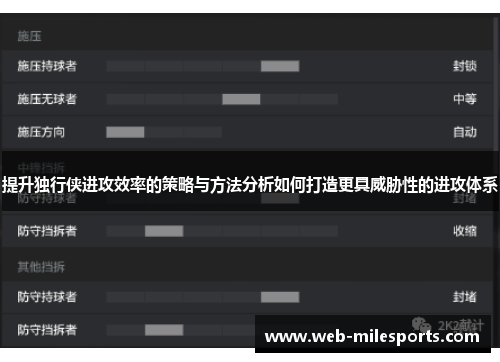提升独行侠进攻效率的策略与方法分析如何打造更具威胁性的进攻体系
